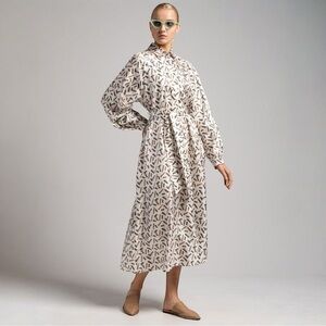 MaxMara Rimmel Lipstick Print Silk Button-Up Shirtdress, Belted, NWT, $1,590